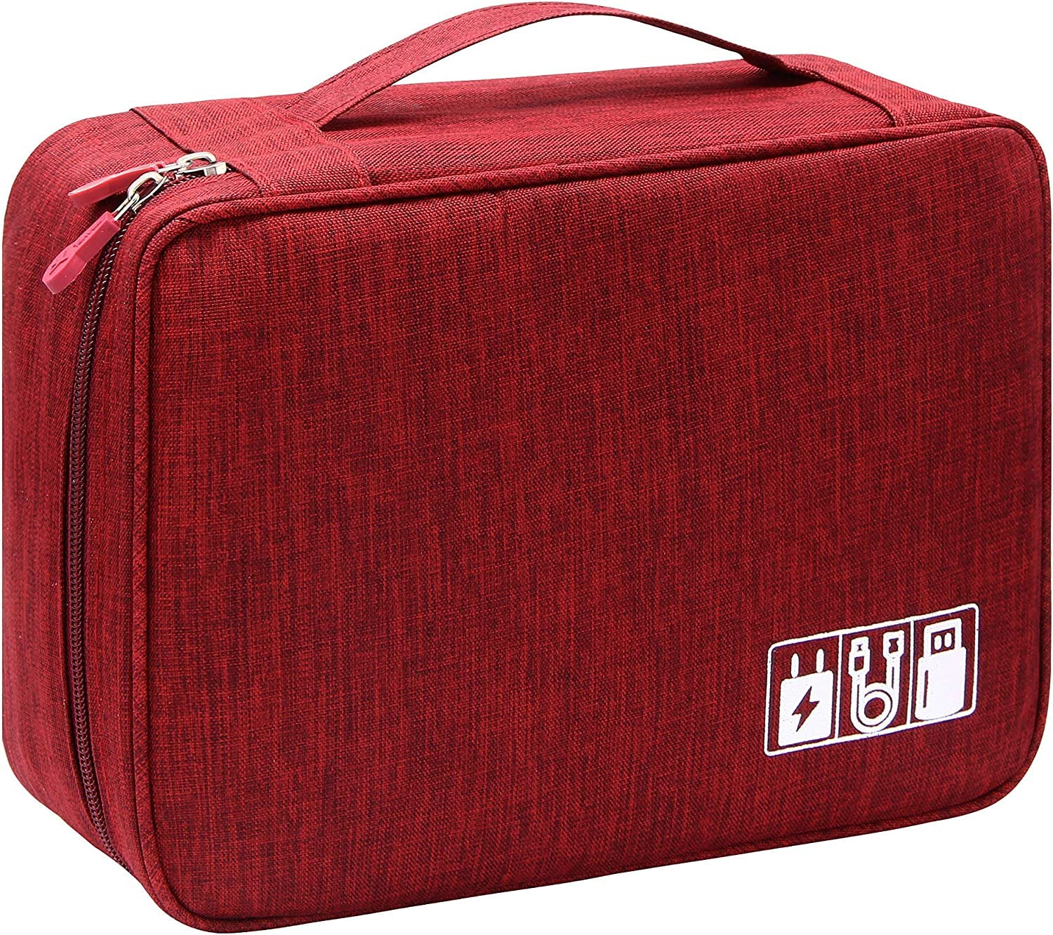 Trendegic Electronics Organizer Travel Cable Organizer Bag for Electronics Accessories Portable Tech Carrying Large Storage Case for Charger, Cord, Power Bank, Hardware Waterproof (Maroon - 1PCS)-image-26