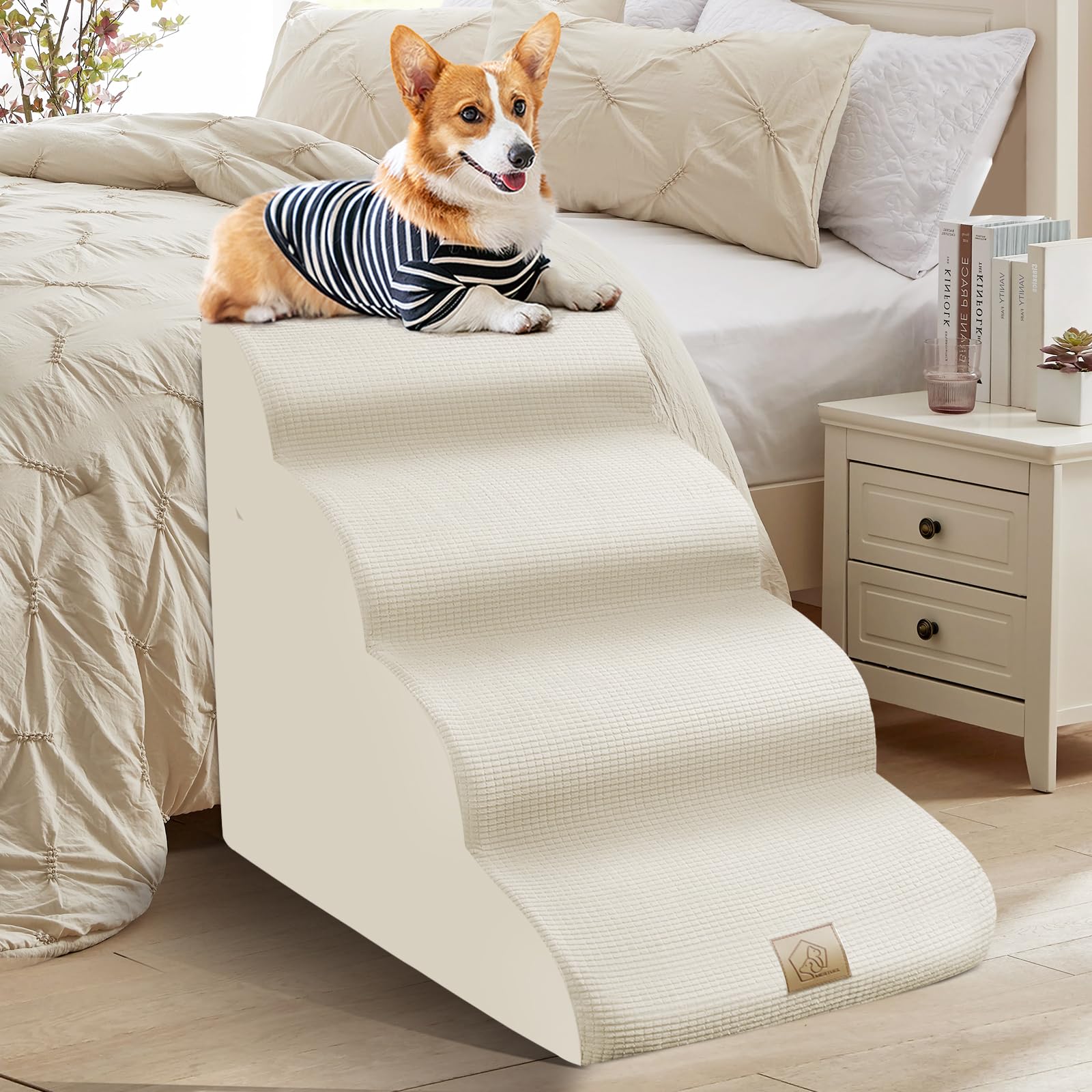 Mestuel Dog Stairs for Small Dogs Cats, Small Pet Stairs Steps, Foam 6-Tier Pet Stairs Steps for Couch Sofa, Dog Ramp Ladder Indoor with Nonslip