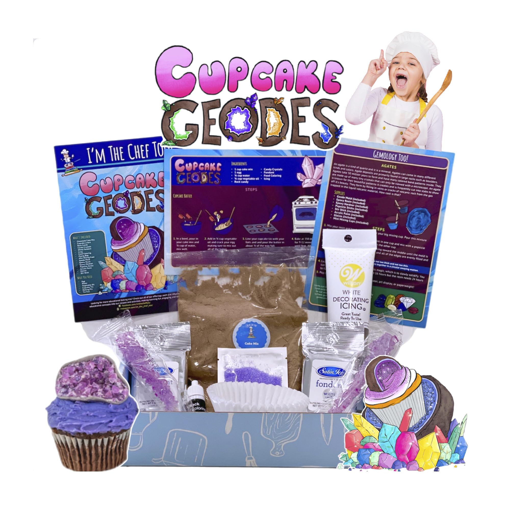 I'm The Chef Too! Kids Baking Kit for Kids, Cupcake Geodes Cooking Kit, Enjoy, Educational STEM Activities and Learning to Cook with Kids Cupcake Cooking Kit
