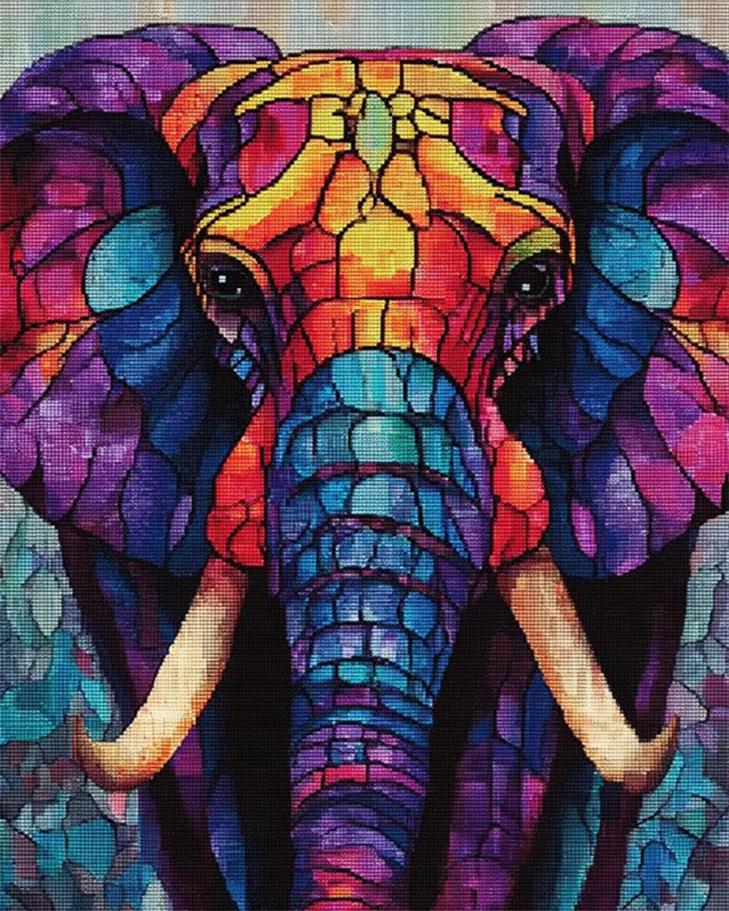 RKFLGEW DIY Embroidery Set Colorful Elephant 40x50cm