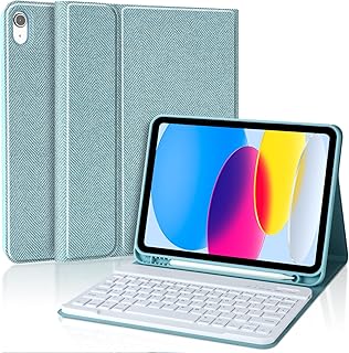 iPad 10th Gen 10.9" 2022 Case with Keyboard, Keyboard Case for iPad 10.9" 10th Gen, Detachable Pencil Holder Cover Keyboard Case for Latest iPad 10th 10.9 2022 Model: A2696/A2757/A2777