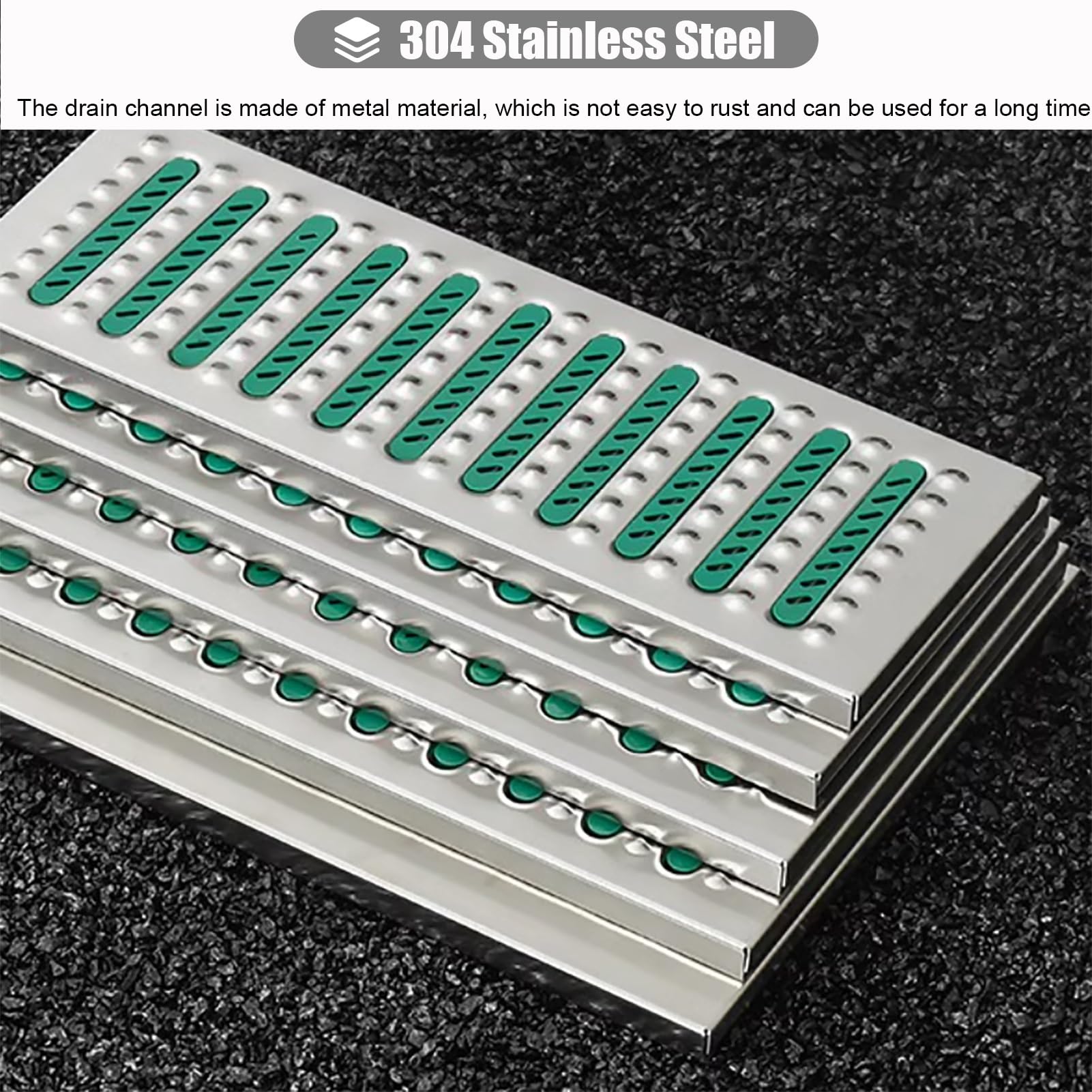 ZIMGOD Trench Drain 2 Pcs Rainwater Ditch Gratings Plate/Storm Drains Channel, Kitchen Floor Drainage Trench Kit, Sewage Channel Drain Cover for Houseside Driveway(58x20x2.5cm (22.8x7.8x1in))