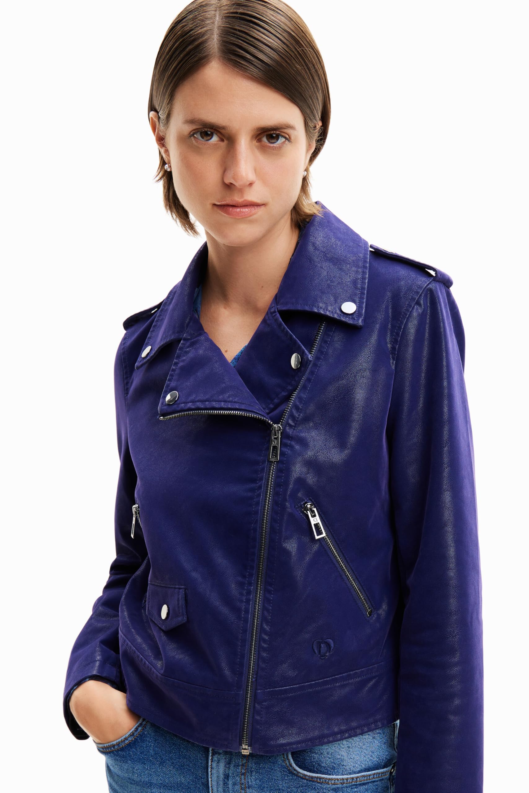 Desigual CHAQ_HARRY, CAPPOTTO IN PU TESSUTO DONNA Da donna, Blue,
