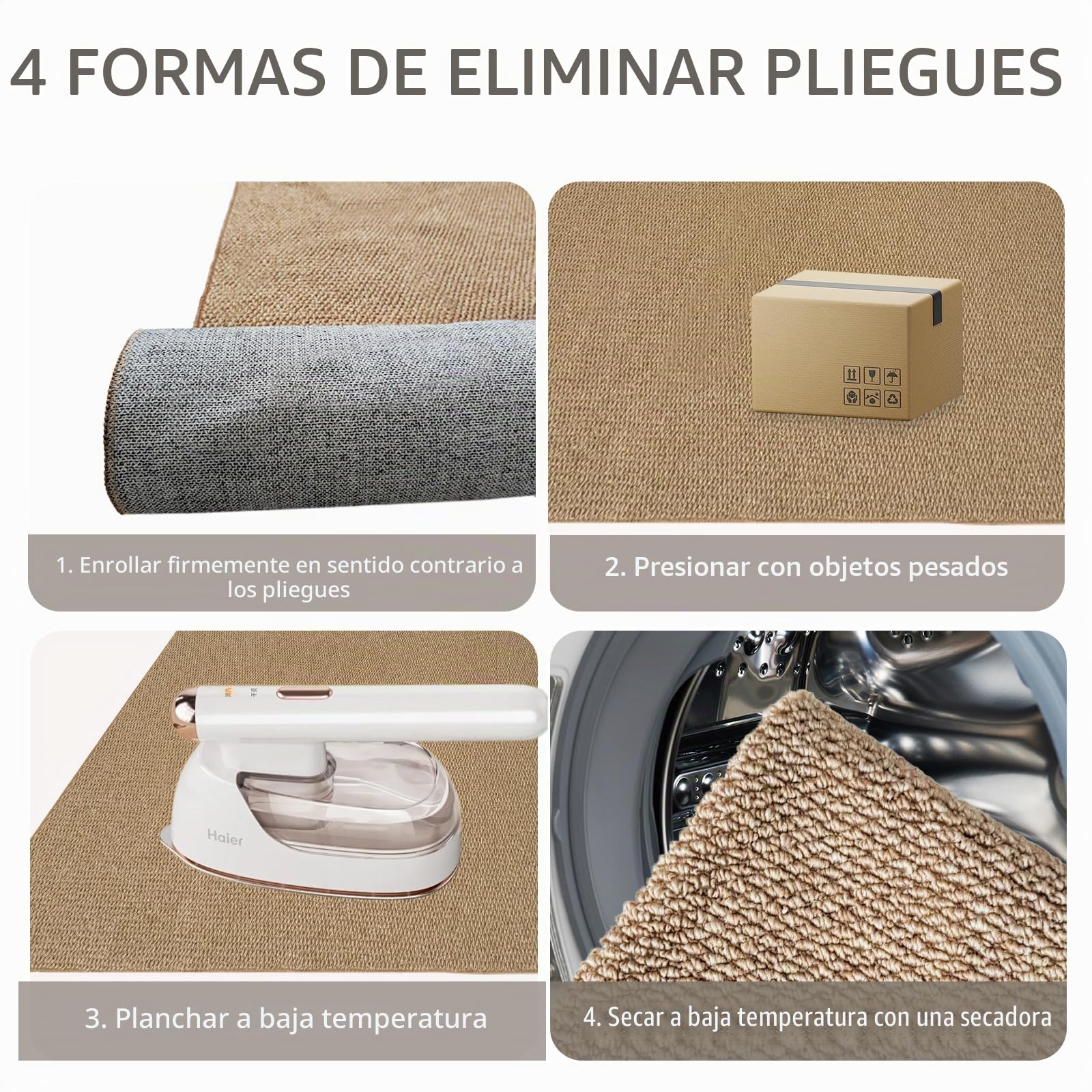 USTIDE Alfombra grande de sisal para sala de estar, textura gruesa, lavable, antideslizante, no se desprende, aspecto de yute, 150 x 200 cm