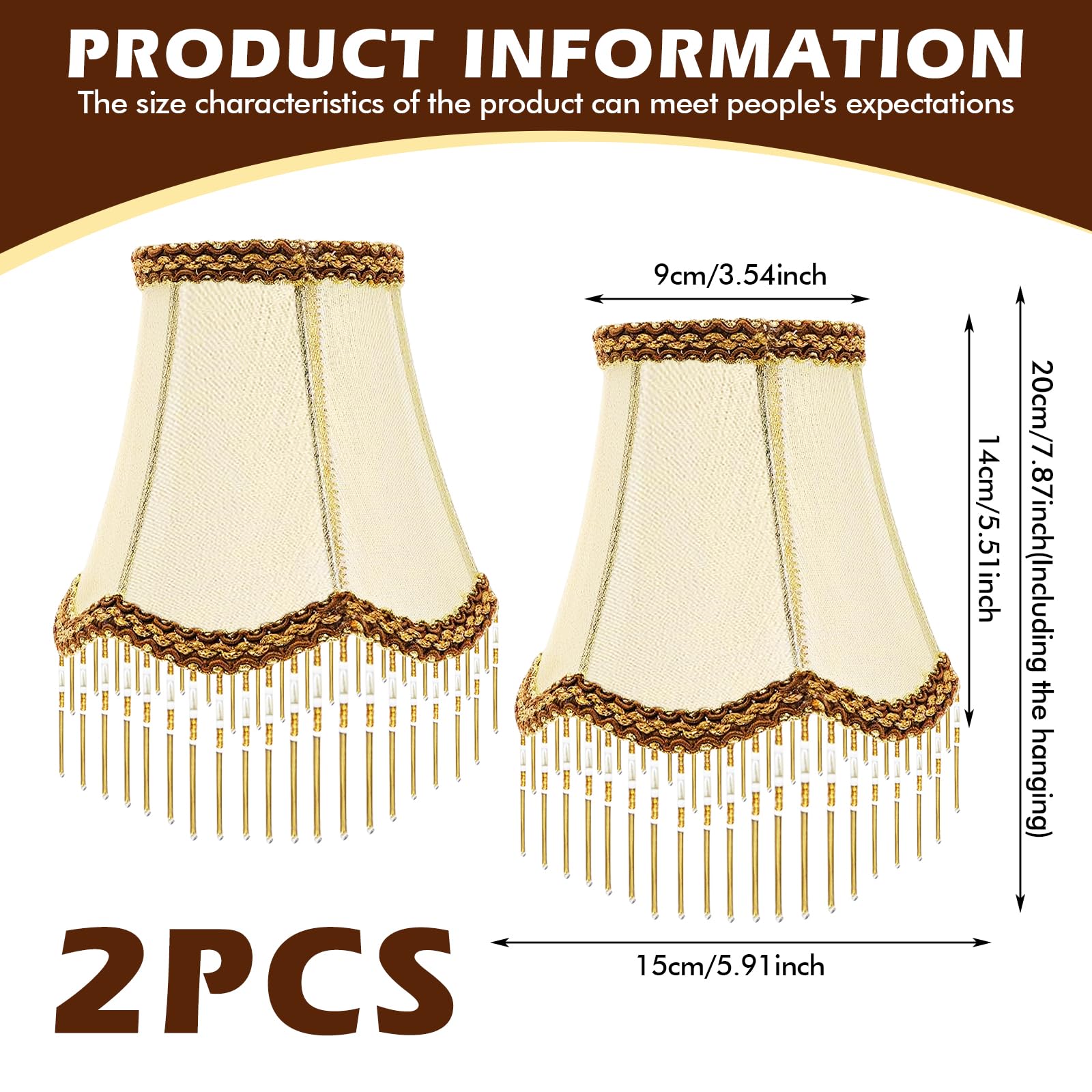 Abat-Jour Rétro Avec Franges: 2 Pièces Abats Jour Vintage En Tissu, Vintage Abat-Jours Victorien Frange En Forme De Pétoncle Pour Lampes E14 Suspension, Appliques Murales