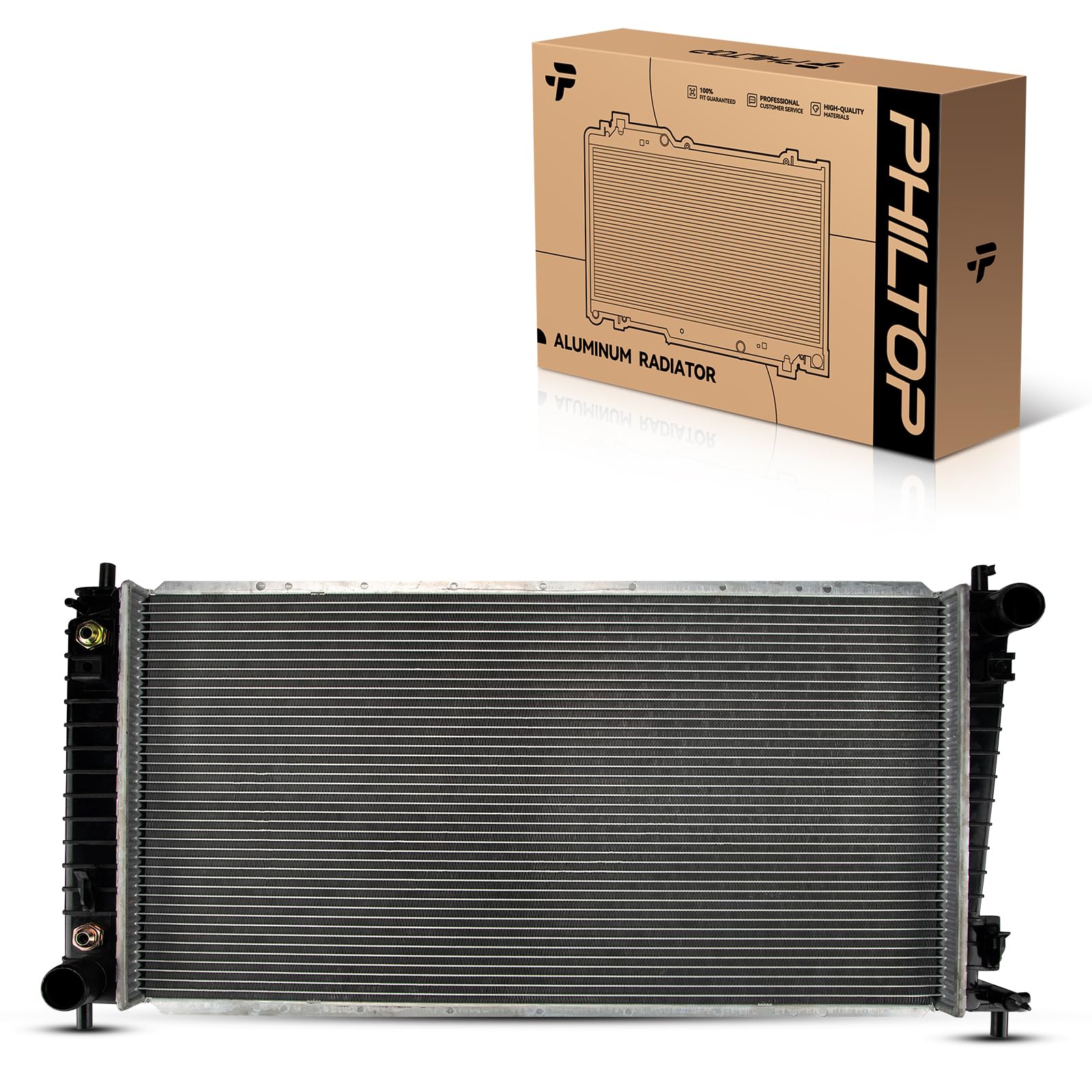 PHILTOP CU2819 Radiator Assembly Aluminum Core Compatible with 2005-2008 F-150 5.4L, 2005-2008 F-150 4.6L, 2005-2006 Expedition, 2005 F-150 4.2L, Mark LT, Navigator (Crossflow; Super Duty Cooling)