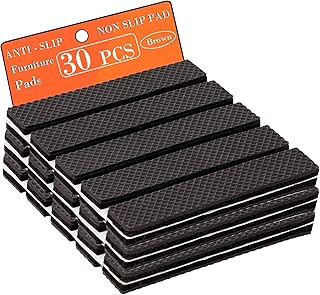 Non Slip Furniture Pads - Furniture Grippers for Hardwood Floors, 30 PCS Brown Non Skid Pads for Furniture Legs, Self Adhesive Rubber Furniture Floor Protectors - Keep Furniture in Place