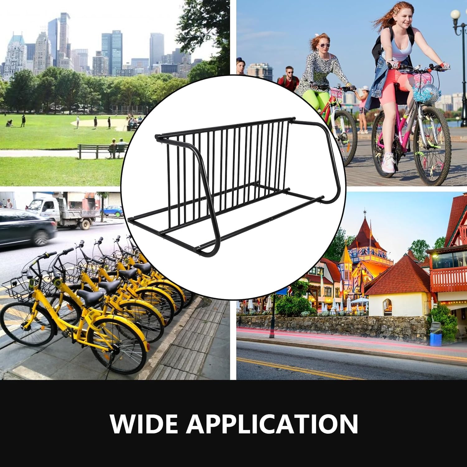 Heavy-Duty 10-Bike Outdoor Bike Rack – Double-Sided Commercial Bike Stand for Indoor & Outdoor Use in Garages, Schools, Retail Stores, Event Venues