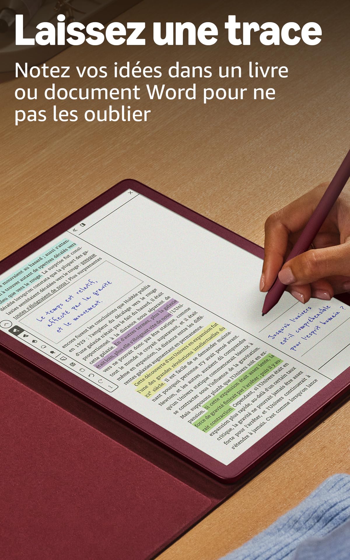 Amazon Kindle Scribe Colorsoft 64 Go (Graphite) + Stylet Premium + Étui à rabat en cuir premium (Caramel) + USB-C Chargeur