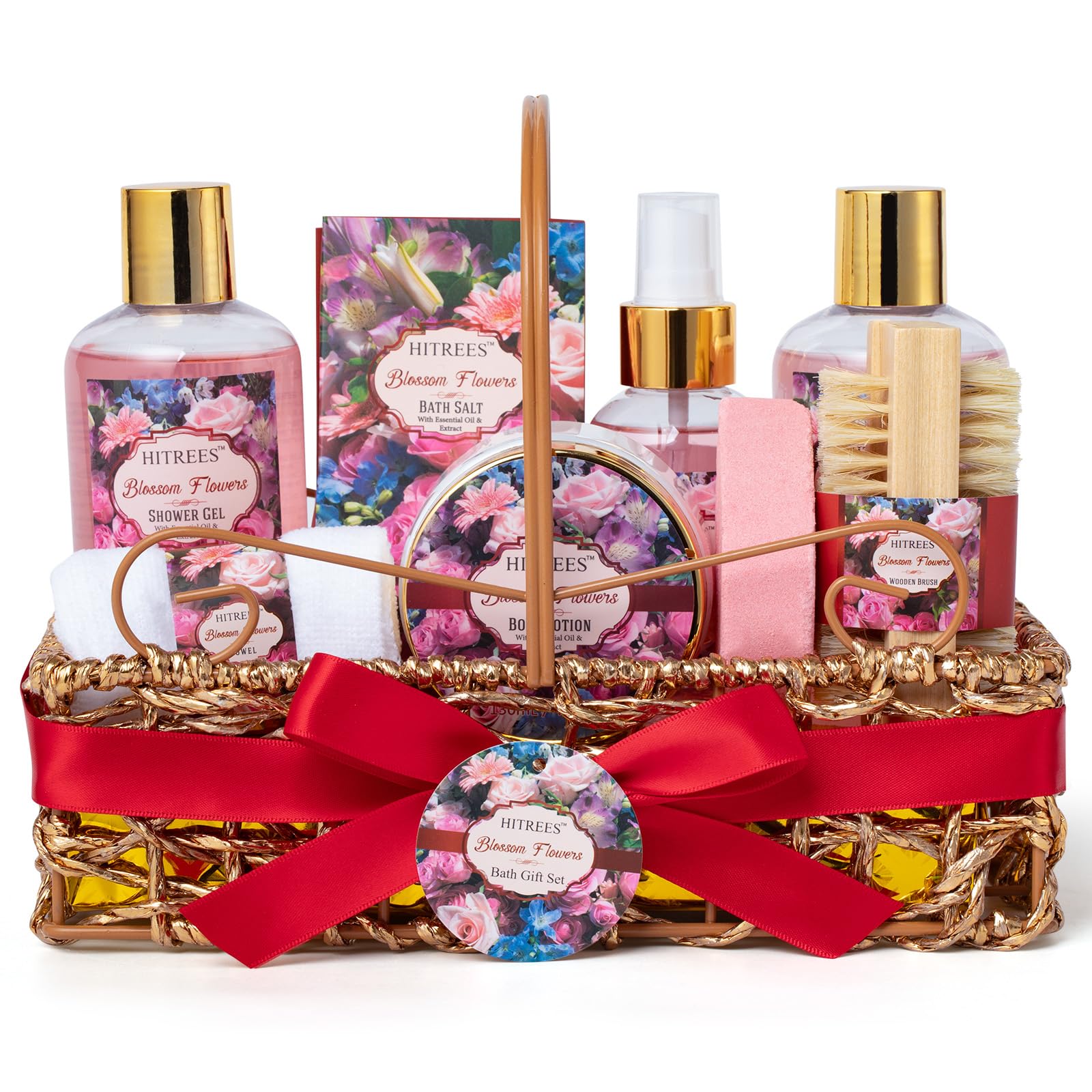 Spa Gift Basket, ROSE & JASMINE Friendship Gifts Women, Tote Bag, Shower Gel, Hand & Body Cream, Birthday for Best Friend Woman, Mom, Mothers Day