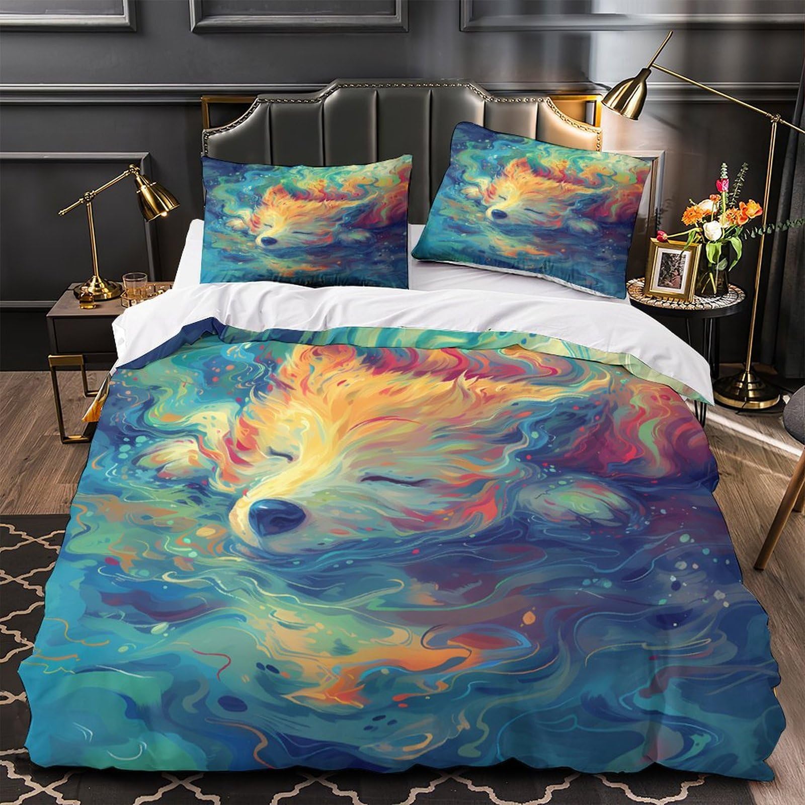 Housse de couette moderne abstraite pour lit double pour une chambre de couple épurée