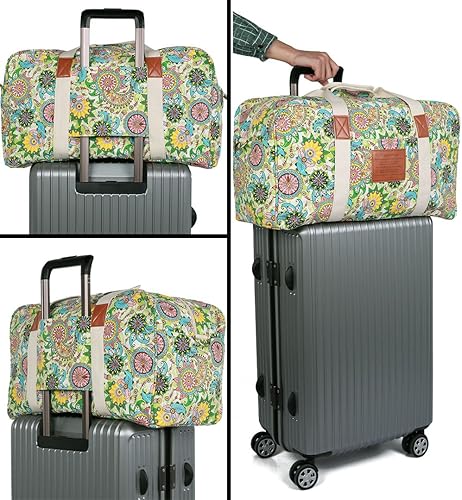 Miniatura 5 de Malirona - Bolsa de viaje de lona para fin de semana, viaje nocturno, Flores), SD033-Flowers