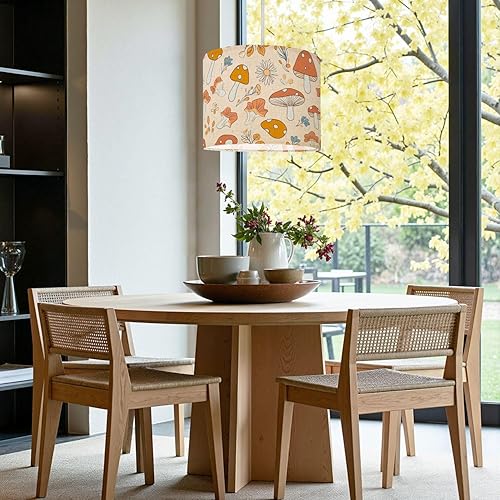 Miniatura 6 de Juego de 2 pantallas de lámpara de tambor retro de los años 70 y 60 con hongos florales hippies, para verano, para lámparas de pie, lámparas de