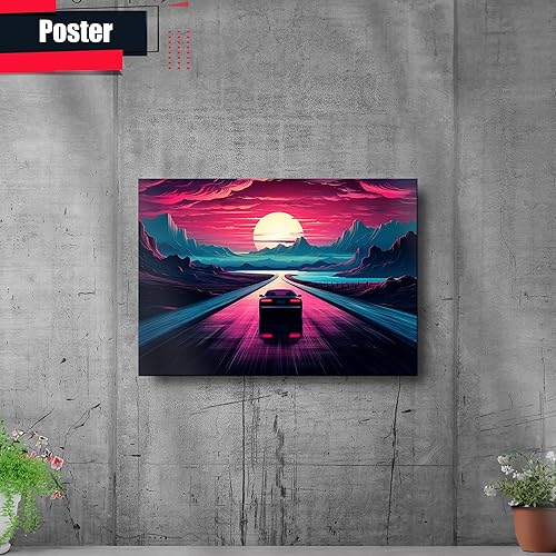 Miniatura 2 de Unique Synthwave Style Retro Art, 80s style art, framed poster print, guest room art, cool living room art, Wall Art Living Room, Wall Art