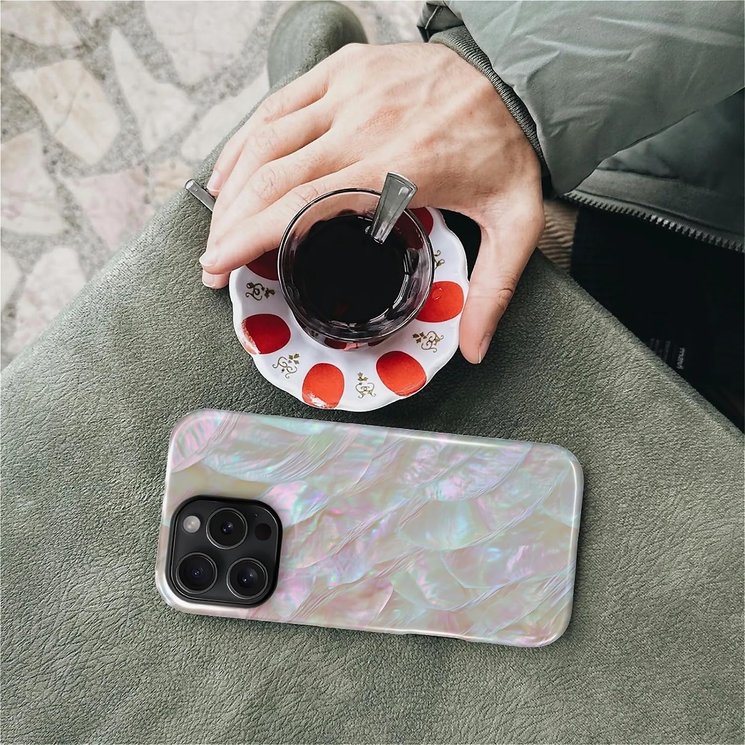 Magnetic Case for iPhone 16 Pro,Compatible with MagSafe Mother of Pearl Shell Style Design Hybrid Dual Protection Silicone + Hard PC Shockproof Full Body Cover Case for Men Women - Image 7