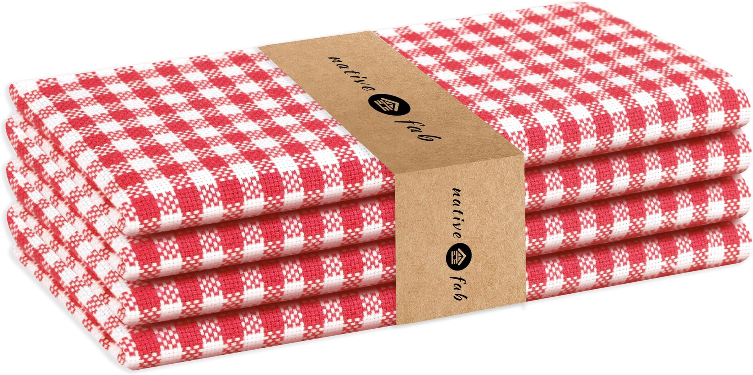 Gingham Cloth Napkins - Set of 4 - Mini Check Plaid - 100% Cotton - 16x16 inches - Soft Comfortable Absorbent - Premium Hotel Quality - Easy Care, Washable, Wedding, Everyday Use - Red