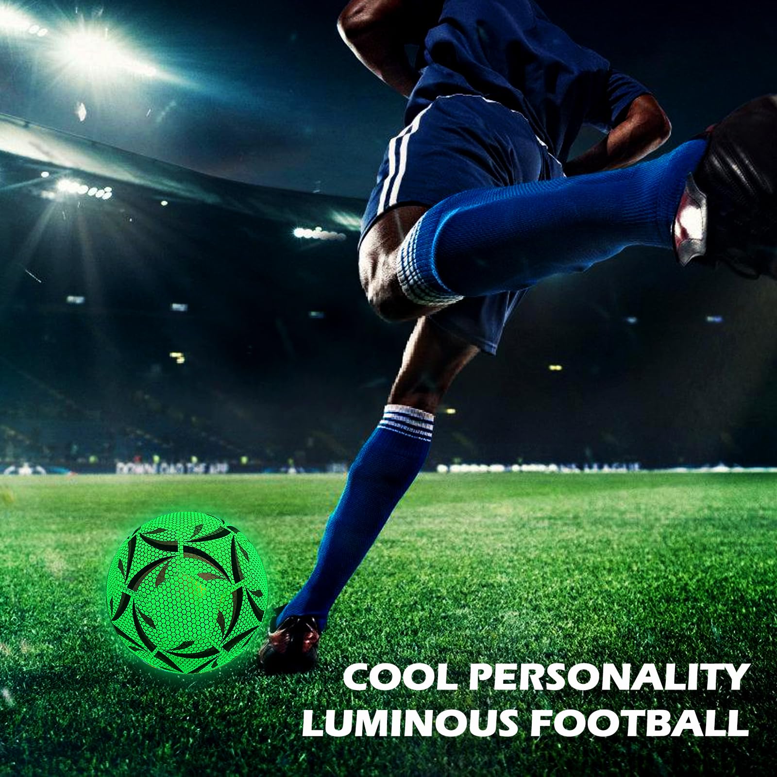 PORFOYO Pallone Da Calcio Che Si Al Buio: Size 5 Pallone Da Calcio Bagliore Al Buio, Impermeabile Pallones Da Calcios Luminoso Con Borsa a Rete Pompa per Gioco E Allenamento Regolari Completo