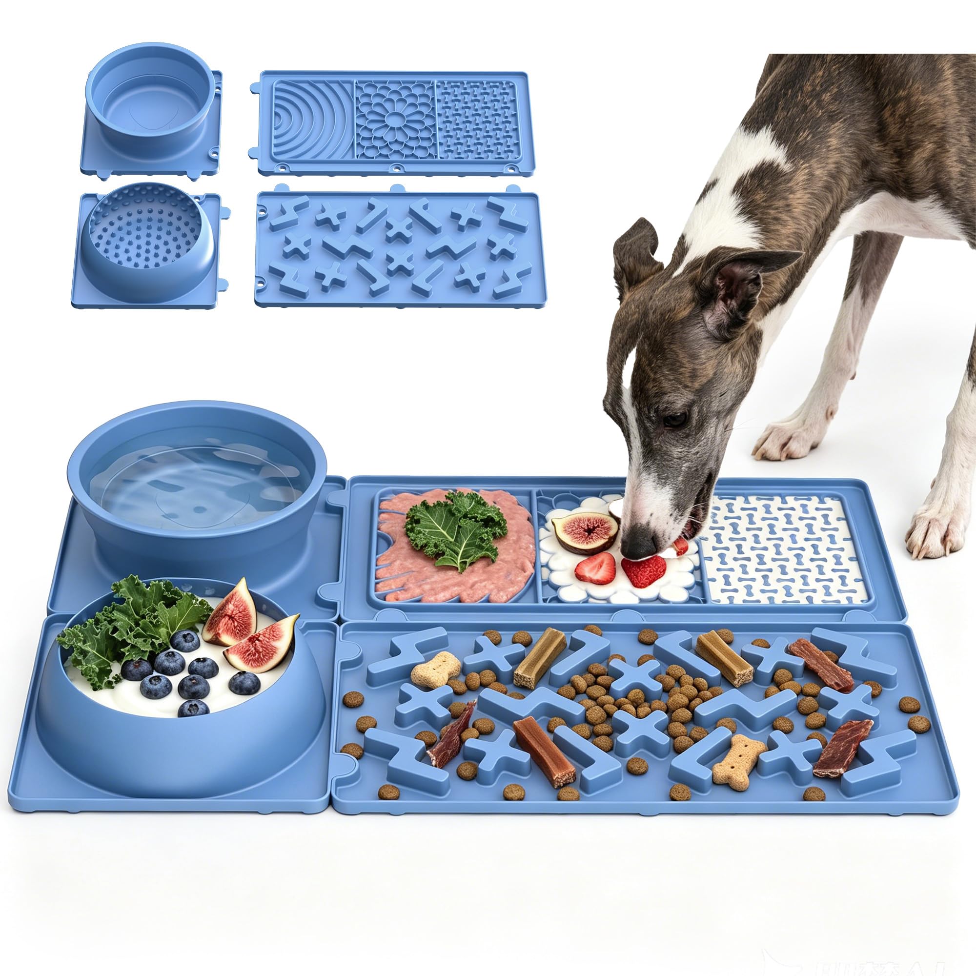 puppyspout 4-in-1 Detachable Dog Lick Mat Set with Suction Cups 24"x16"