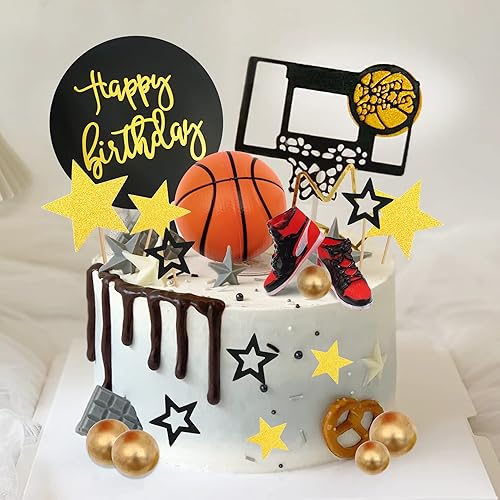 21 piezas de decoración de pastel de baloncesto temática de baloncesto para decoración de pasteles temáticos de deportes, suministros de cumpleaños