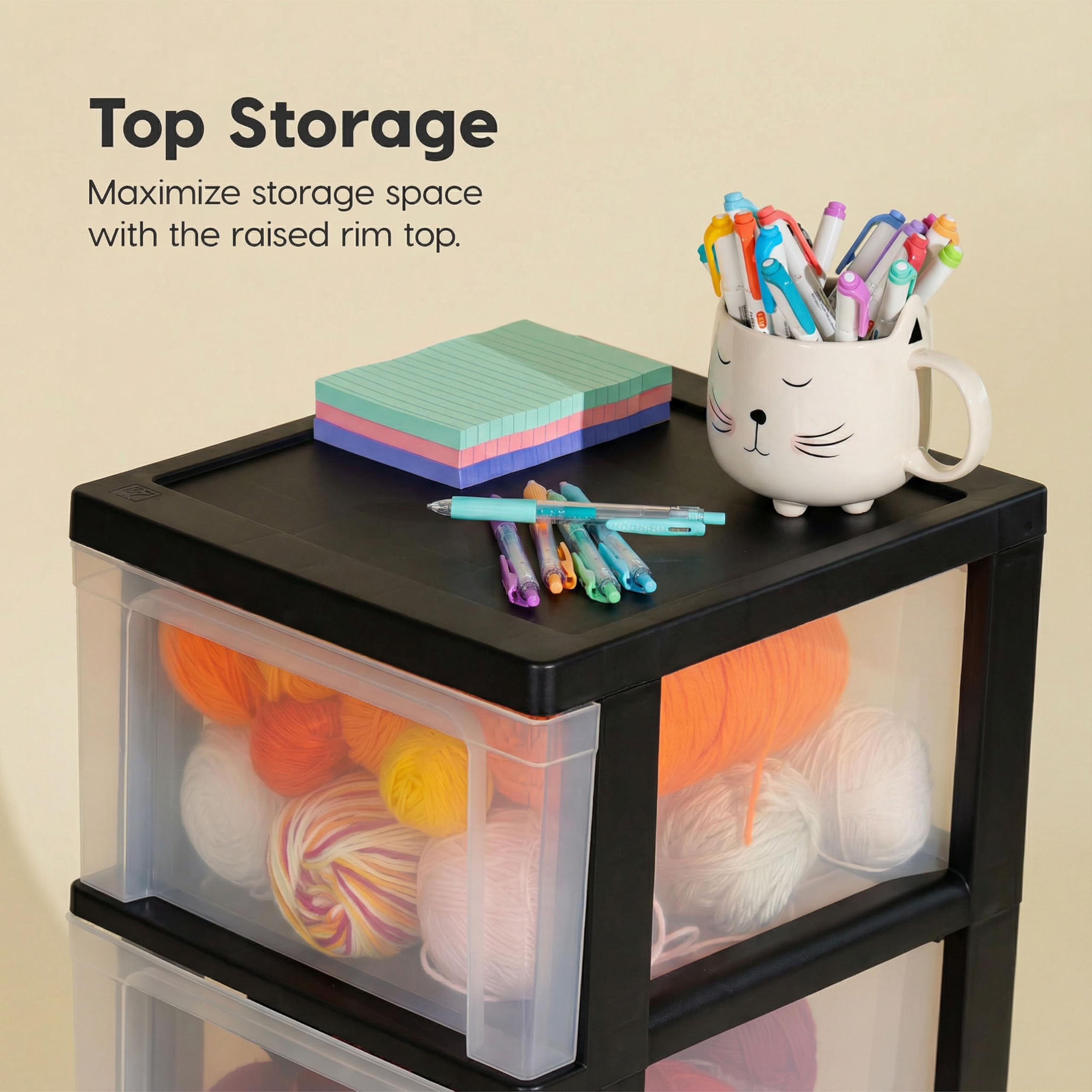 TG. 10 Drawer) IRIS USA MC - Cassetto portaoggetti in plastica, con