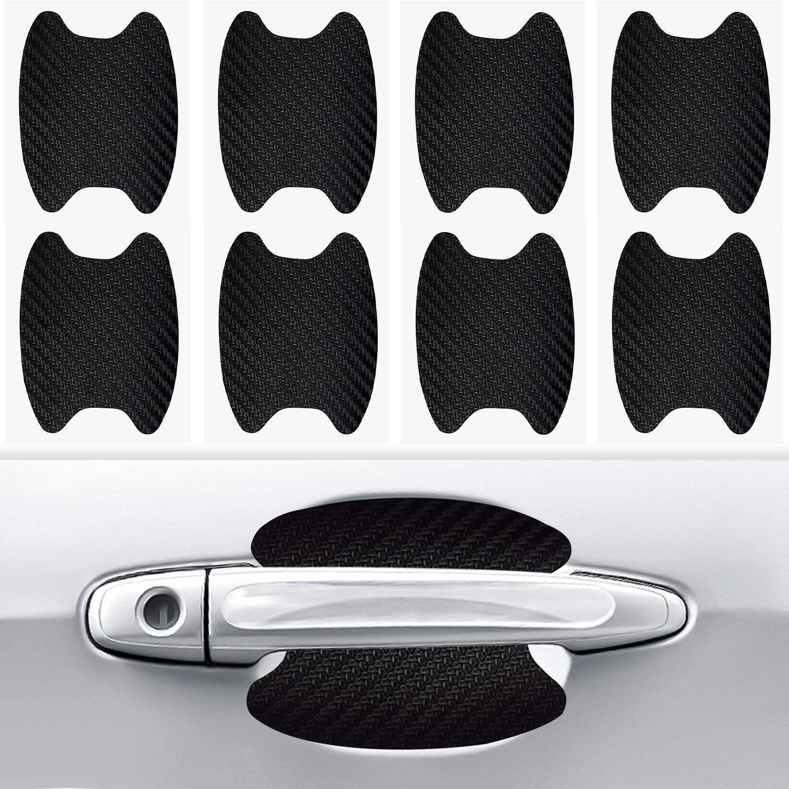 Pincuttee Car Door Handle Protector,Car Door Handle Protective Films, Universal Car Door Handle Cover,Door Handle Stickers and Decals Accessories(Black,8PC)