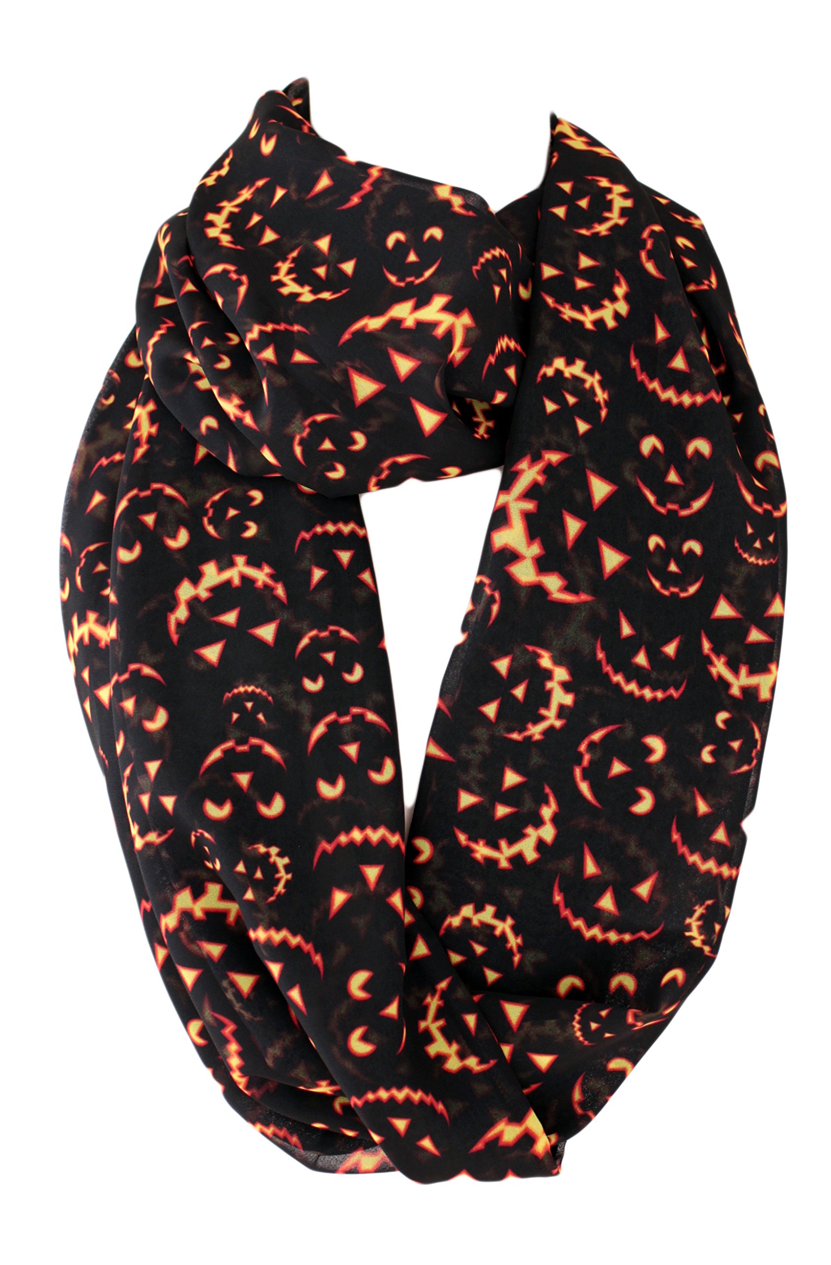 Etwoa Halloween Infinity Scarf Circle Loop Tube Scarf, Black, Large