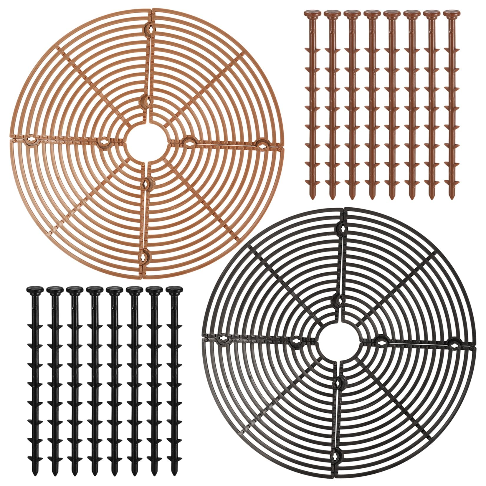 Produktbild von 2 Stück Blumentopf-Abdeckung – Pflanzenschutzgitter 30 Cm Durchmesser, Aus Kunststoff, Schützt Vor Haustieren & Kindern, In Schwarz & Braun