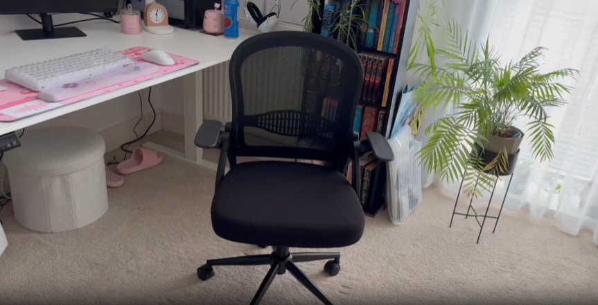 Rattantree Office Chair, Ergonomic Desk Chair With Adjustable Headrest And Lumbar Support, Breathable Mesh Back 90° Flip-up Armrests 360° Swivel Chair, White - View #7