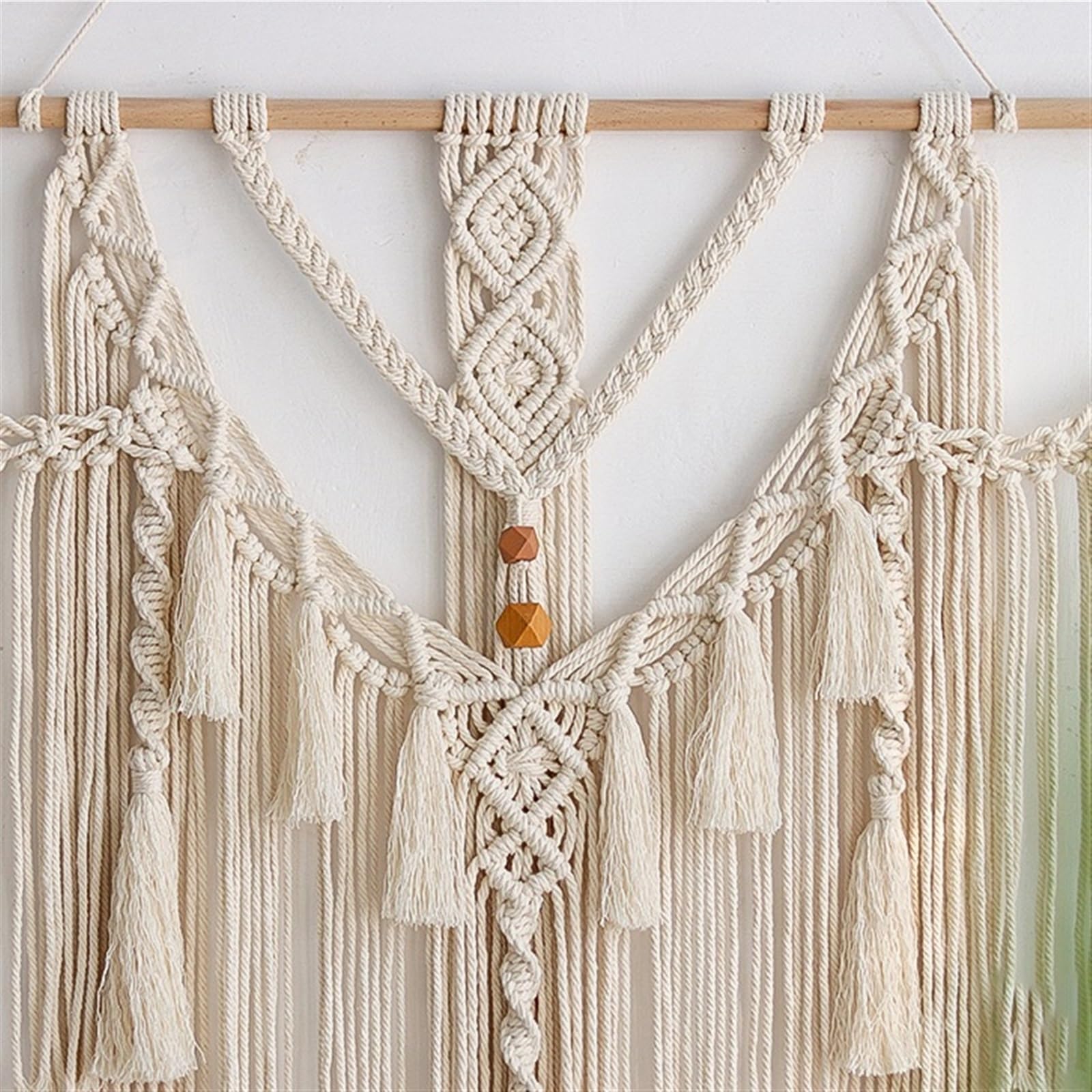 FonHNDG Großer Makramee-Wandbehang, Wandteppich mit Quasten, handgewebt, for Wohnzimmer, Schlafzimmer, Haus, Kunstdekor, Dekoration Für die Dekoration von Wänden(B Without stick)