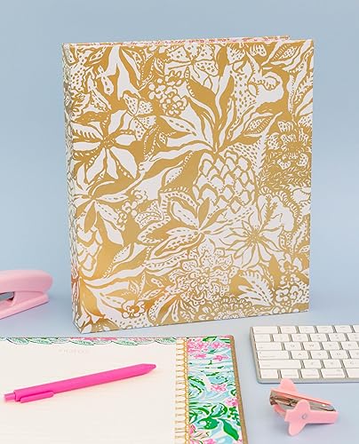 Miniatura 3 de Lilly Pulitzer Bonita carpeta de 3 anillos con bolsillos y separadores de 3 pestañas, carpeta fina con anillos de metal de 0.75 pulgadas, sangría de