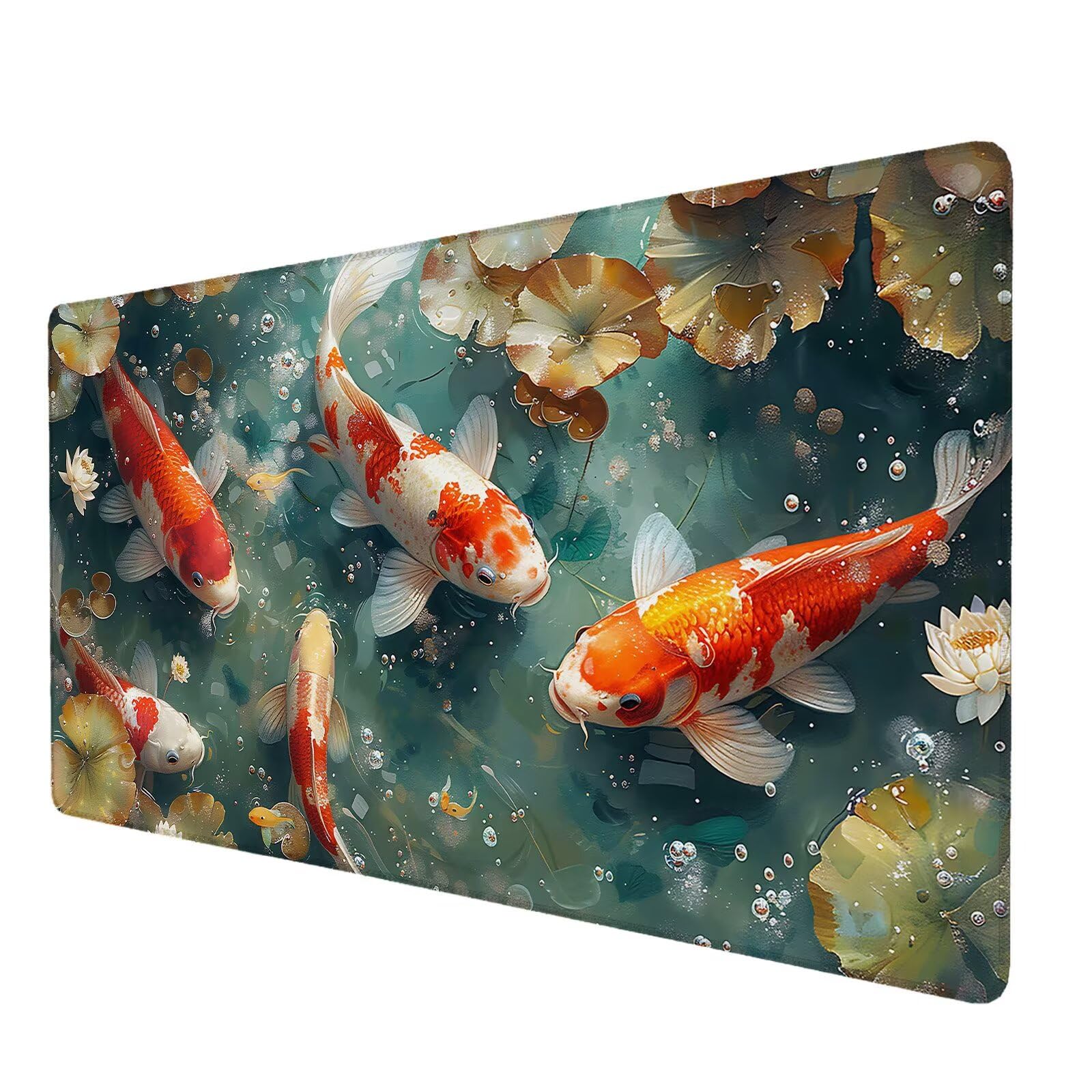 Podkładka pod mysz do gier, 1000 x 500 x 4 mm Lotos Staw Podkładka pod mysz Wodoodporna Podkładka na biurko Koi, podkładka pod mysz dla zwiększenia szybkości i precyzji, do pracy, gier, biura, P-0