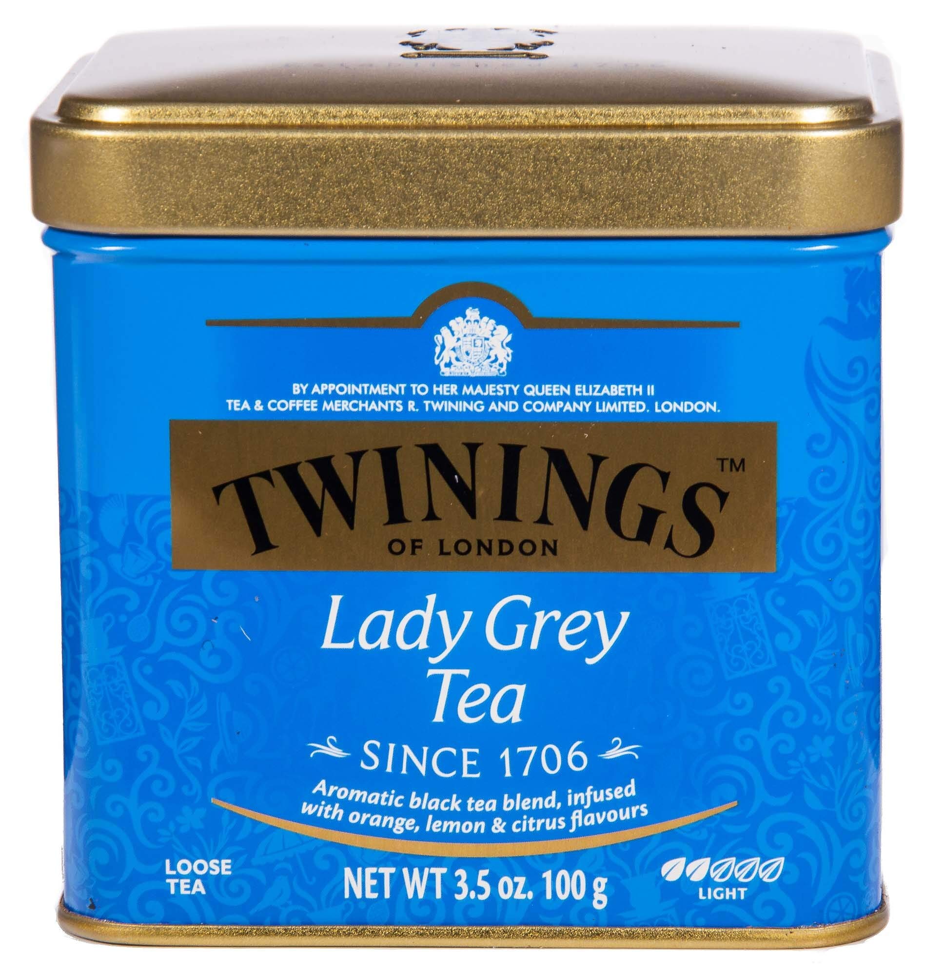 Twinings Lady Grey - Bote de té (100 g, rica mezcla de variedades de té chinas con cáscara de naranja y limón, acabado con aroma de bergamota, 6 unidades de 100 g)