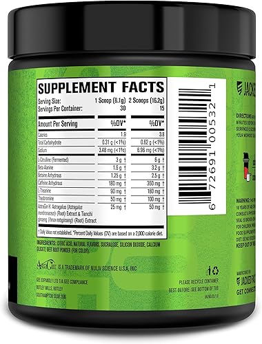 Miniatura 88 de Jacked Factory - Suplemento preentrenamiento Nitrosurge - Energía, aumento de la fuerza, concentración clara, bombeo intenso - Polvo energético