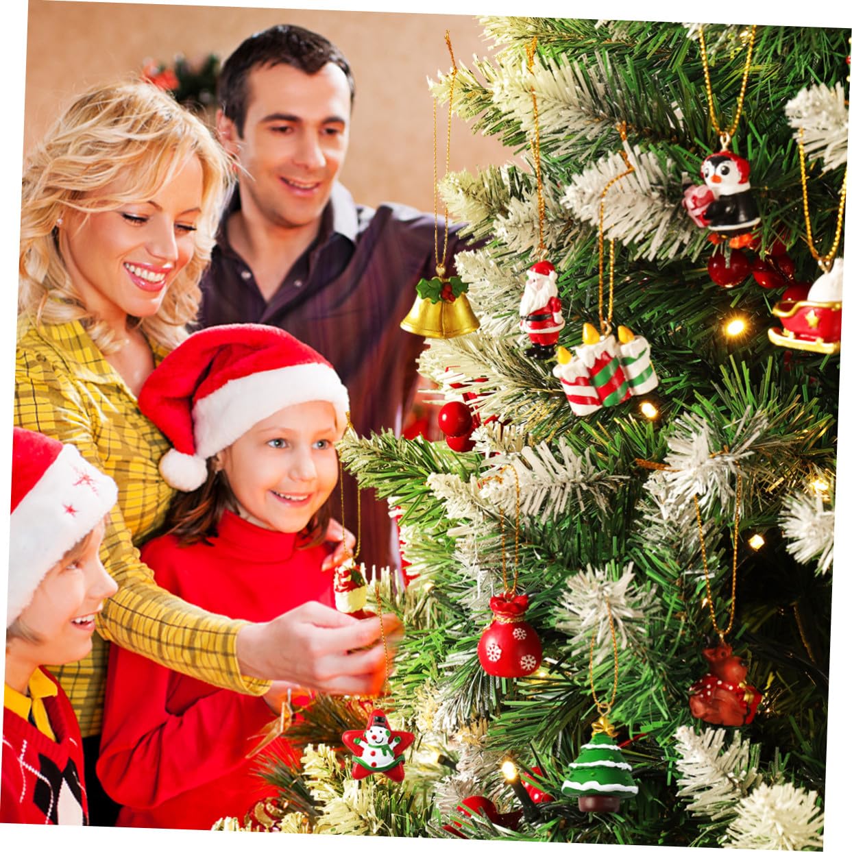 Calendario de Adviento Navideño con 24 Adornos Colgantes de Resina para Decorar Árboles y Habitaciones con Función de Cuenta Regresiva