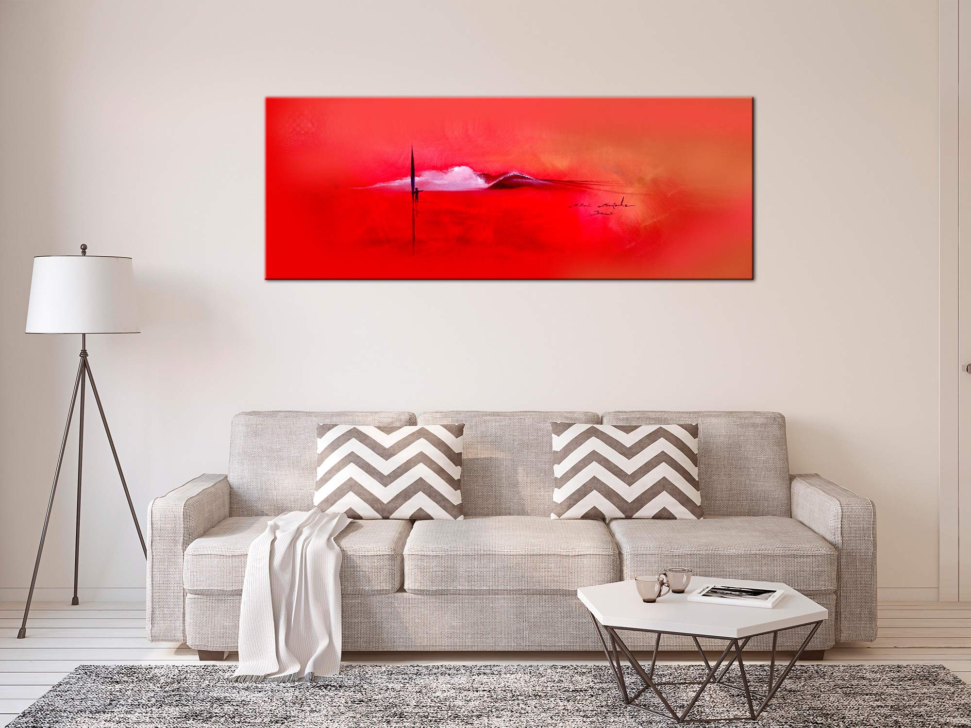DECLINA, Quadro Decorativo da Parete per Soggiorno Moderno, Poster da Parete, Riproduzione Pittura su Tela Red Ambiance, 80 x 30 cm