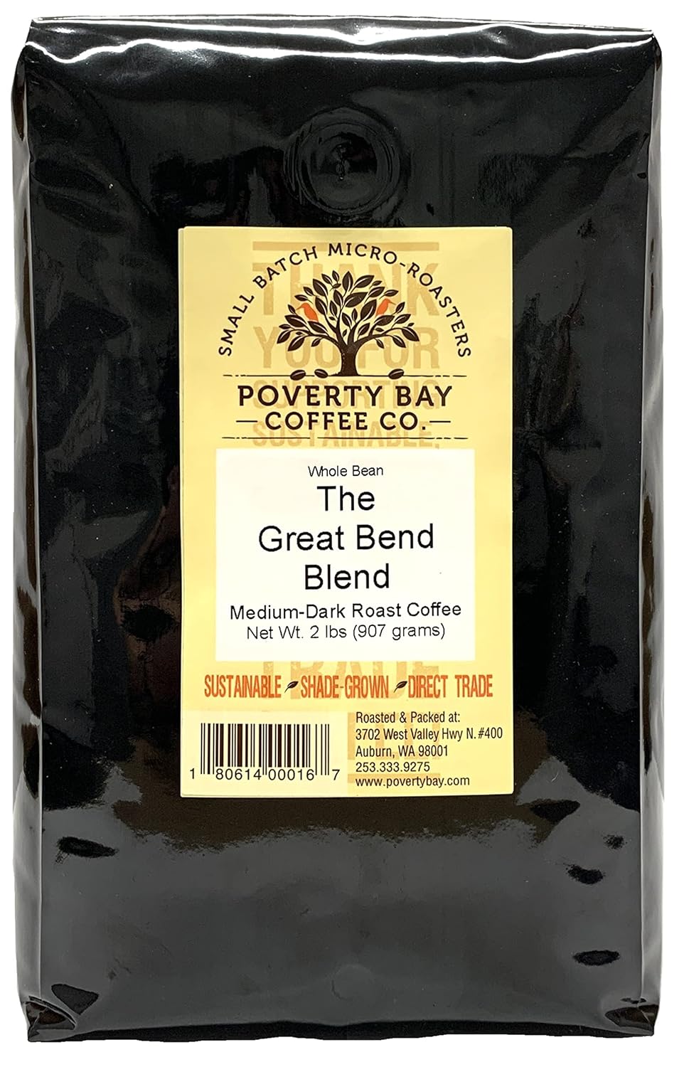 Great Bend Blend - Medium Dark Roast - 2lb bag of Coffee Beans Roasted By Poverty Bay Coffee Co, 2 Pound Bag - Whole Bean Coffee