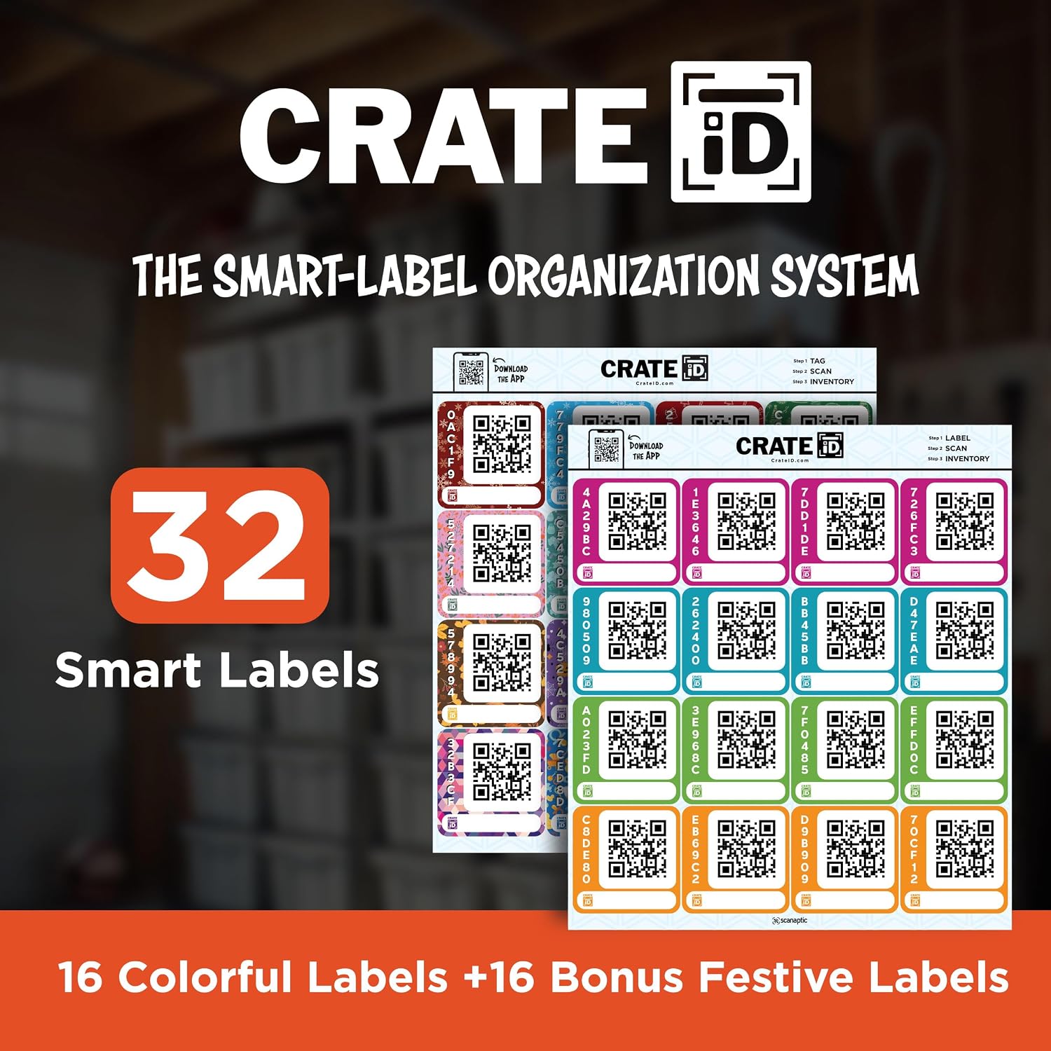 Crate ID QR Code Smart Storage Labels for Organizing Storage Bin & Totes | Premium Color QR Code Stickers | Track and Search Inventory with Free App | Upgrade Your Organization (Mix Pack) image 2