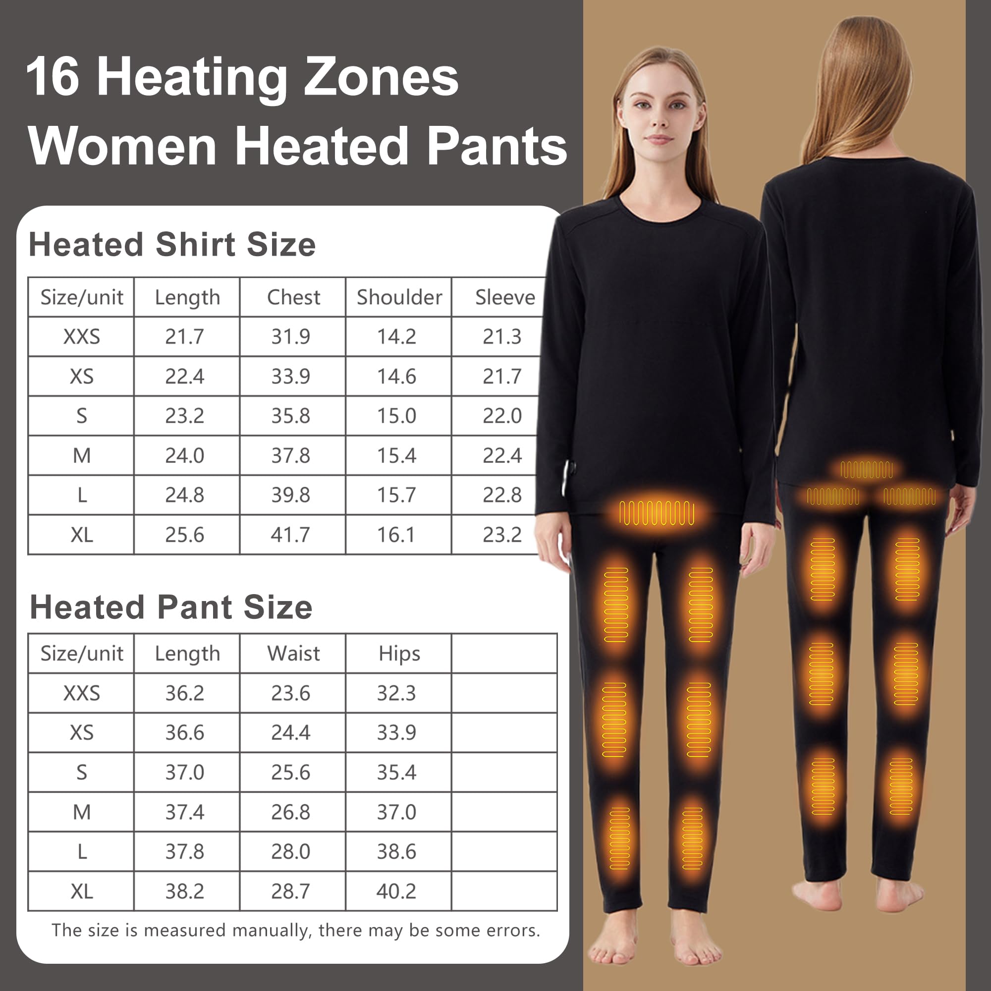 Pantaloni Intimi Riscaldati, Leggings Termici Elettrici da Donna con 16 Zone di Riscaldamento per Lavoro All'aperto