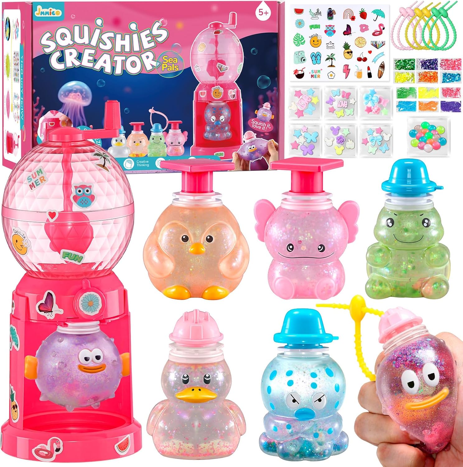 JMMICO Make Your Own Squishies, 6 Packs Sea Animals Squishy Making Kit, Mix Fill and Squeeze Reusable Stress Ball Set, Craft Kit for Kids 4-8-12, Birthday Gift Idea for 5 6 7 8 Year Old Boys Girls