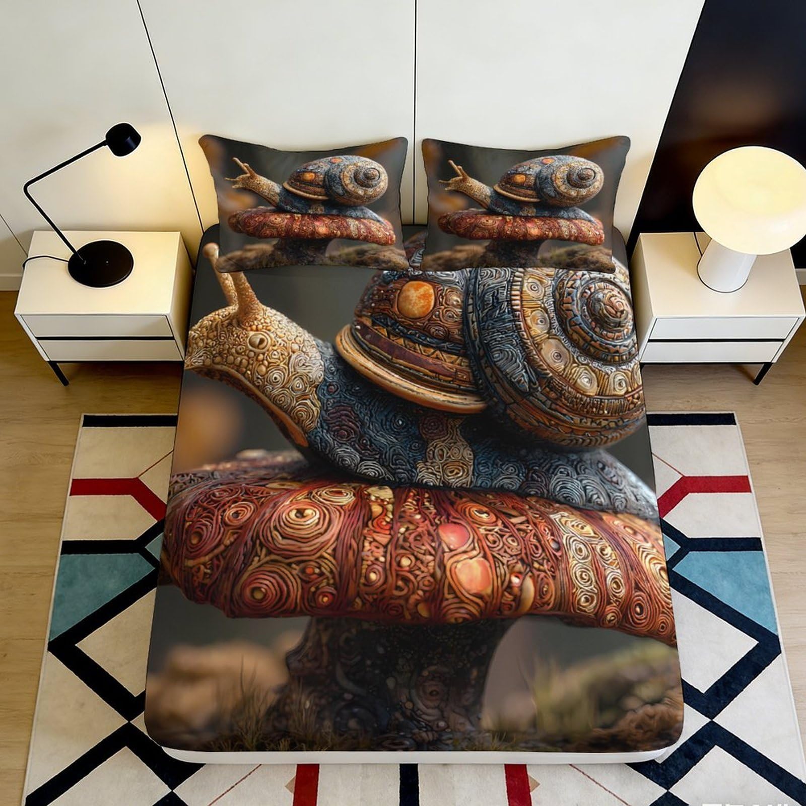Jqzkxnhpbr Style-7 3D Printed Snail Forest Fitted Sheet Microfiber Soft Mattress Cover For Bedroom Guest Room Dorm Decor Protection 90X200x25cm