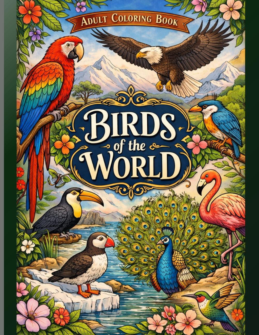 Birds of the World – Adult Coloring Book: 80 Beautiful Bird Illustrations from Around the Globe for Relaxation, Stress Relief & Mindful Coloring