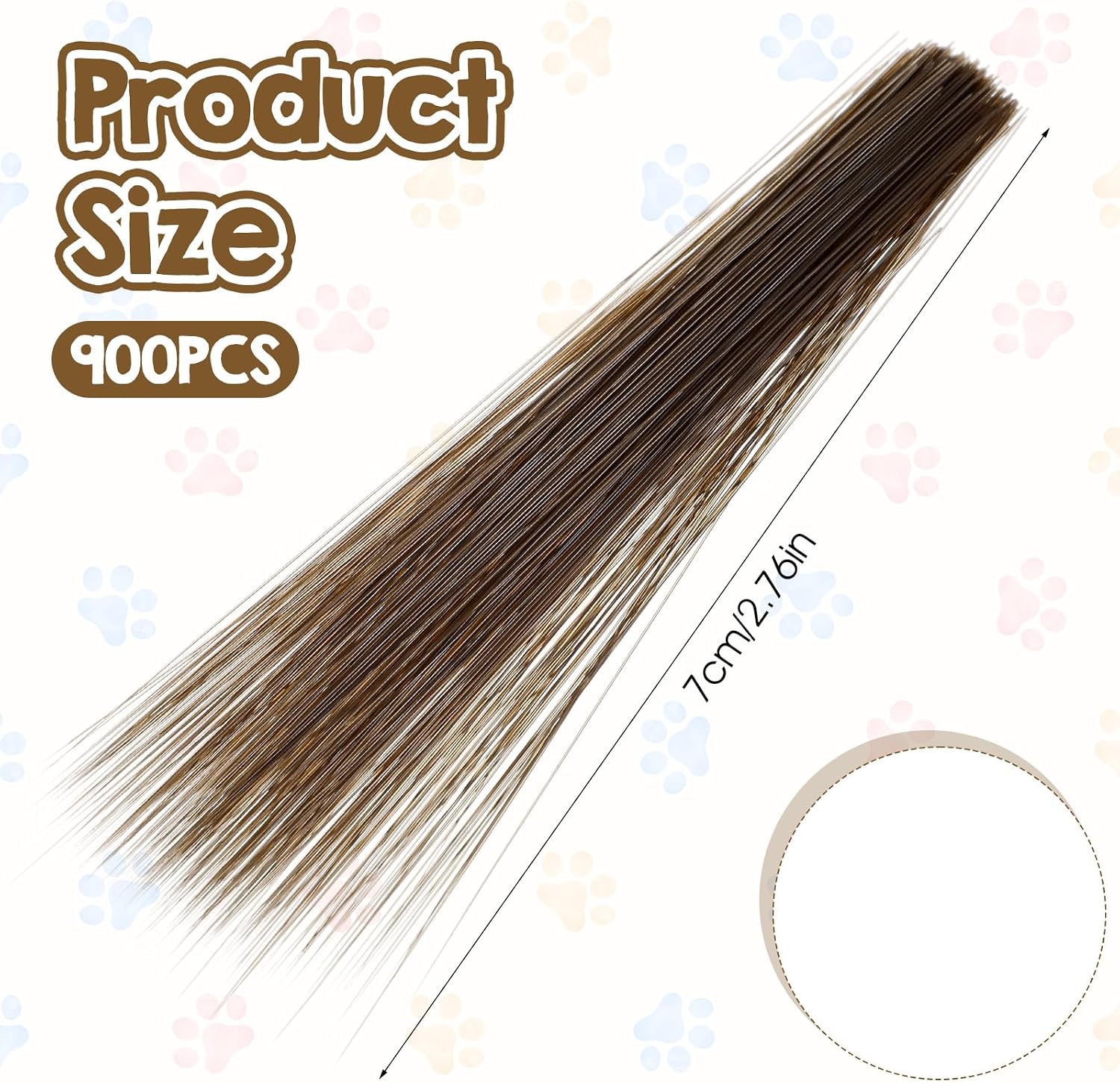 Guduling 900pcs Craft Whiskers, Simulated Cat Fake Whiskers for Crafts, Handmade Animal Whiskers, Needle Felting Plastic Whiskeres Stuffed Muppet, 2.76 Inch (White, Black, Brown)