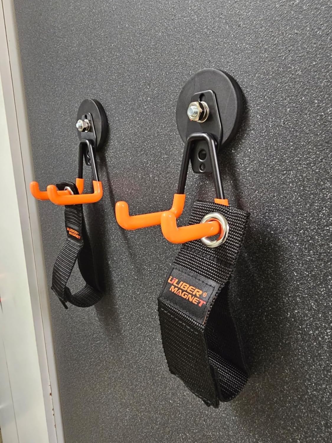 ULIBERMAGNET Ganchos magnéticos resistentes para garajes, 6 unidades, fuertes ganchos magnéticos para taladro, manguera, garaje, taller, ganchos magnéticos de almacenamiento para interiores y