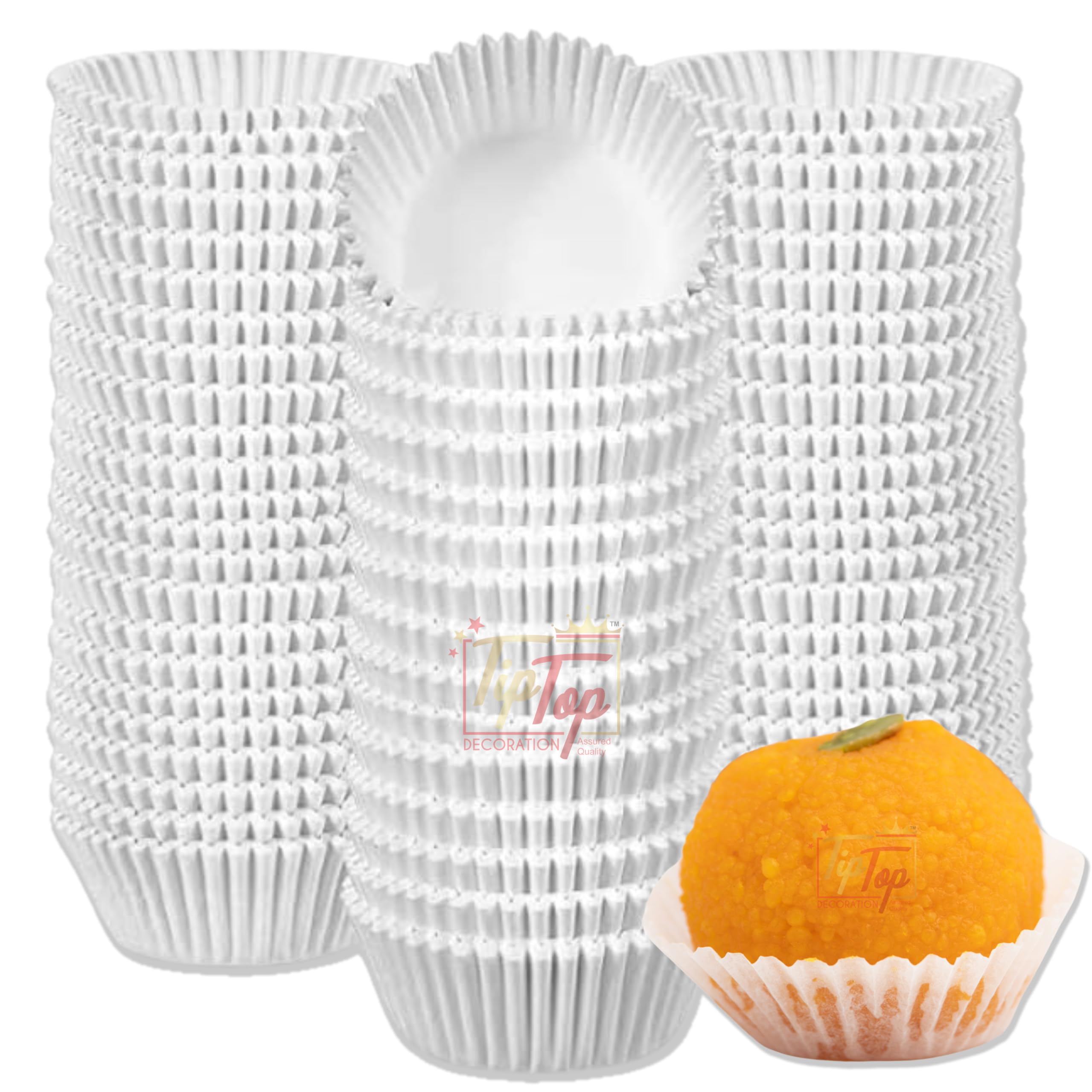 TIPTOP DECORATION Premium Butter Paper Mithai Sweets Baking Cup Liners Peda Wati Wrapper (Medium 3.5 X 2 Cm, 1000)