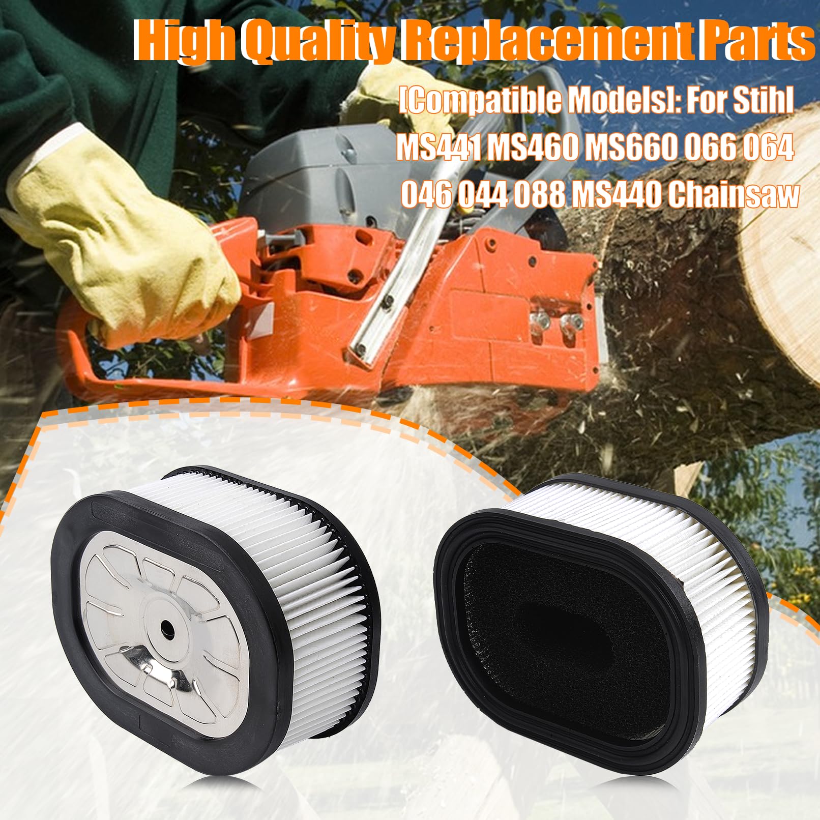 Mtanlo Air Filter For Stihl MS441 MS460 MS660 066 064 046 044 088 MS440 0000 120 1654, Air Filter