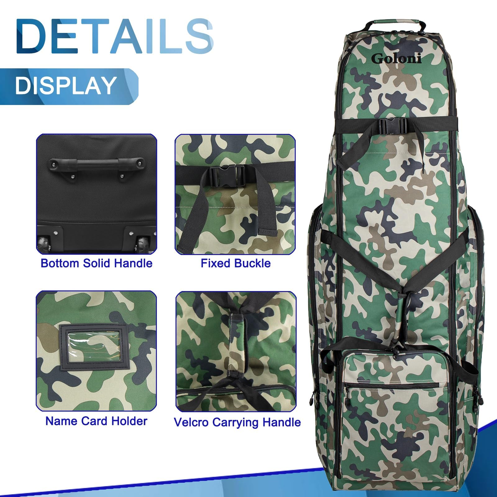 Goloni Golf-Reisetasche für Fluggesellschaften mit Rädern, strapazierfähiges 600D-Polyester-Oxford, verschleißfest, weiche, Faltbare Golfschläger-Reisetaschen, vorne mit Schuhfach