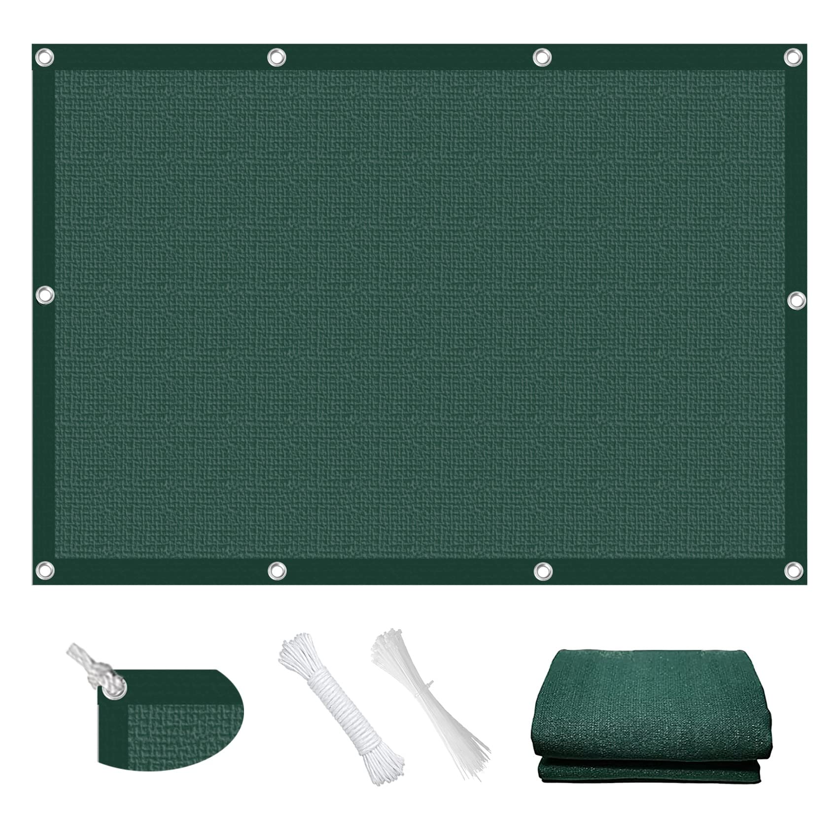 GLDYTVF 8x1.8m Dark Green Sunscreen Awning Canopy for Outdoor Patio Party 95% UV Block Breathable Includes 5x1m Free Ro