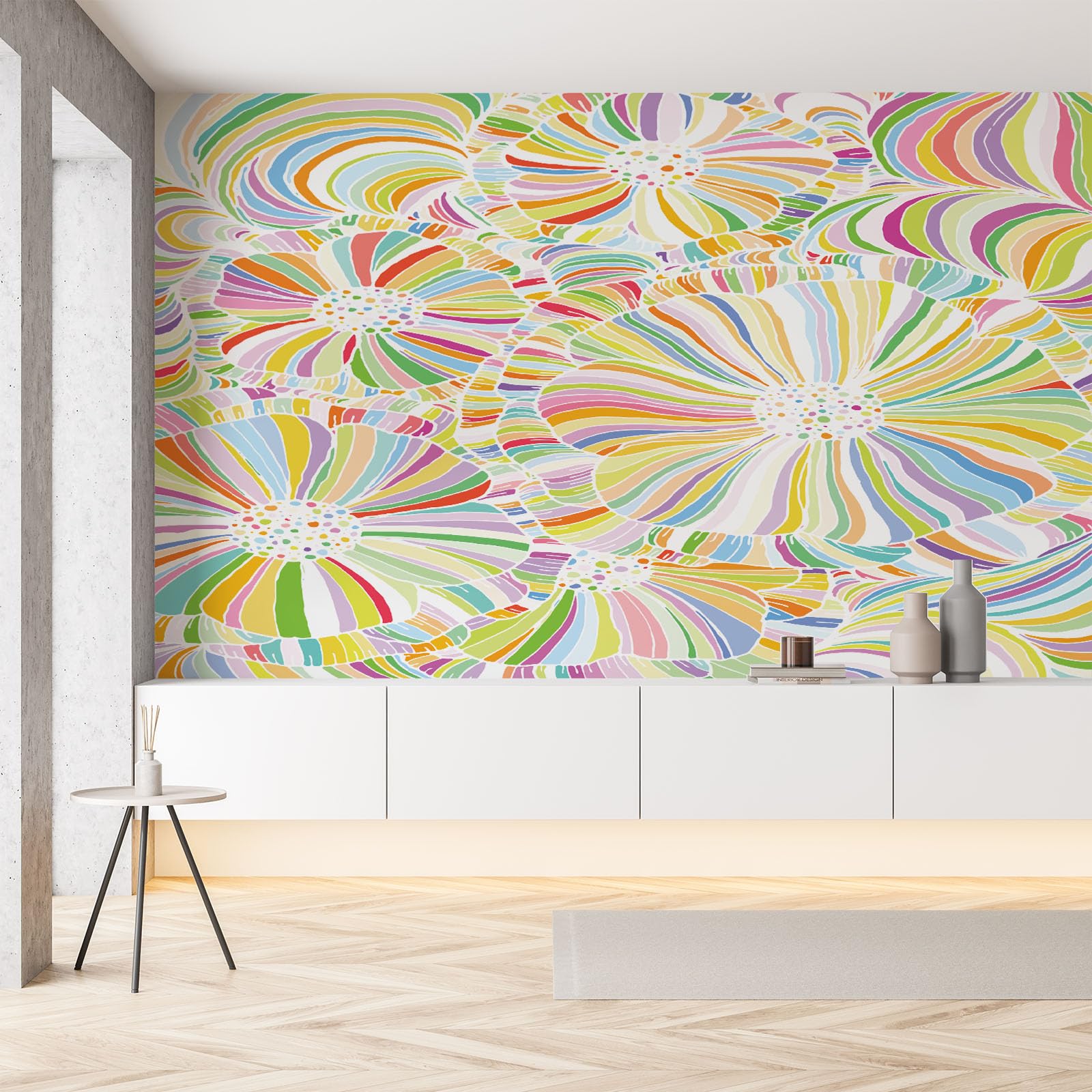 Papier Peint Panoramique Floral moderne de 400x280cm pour rénover rapidement un mur abîmé