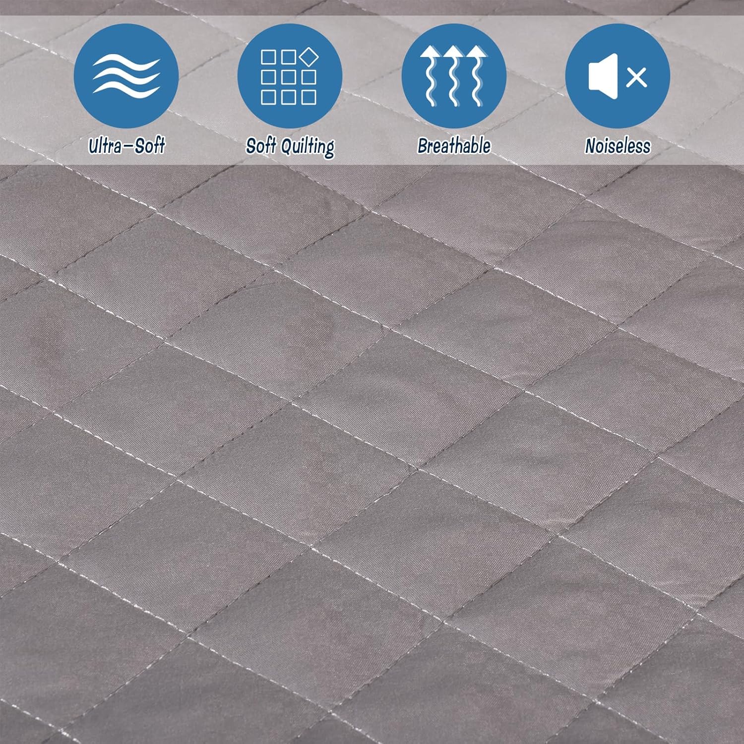 Queen Mattress Pad Soft Quilted Air Mattress Topper, Breathable and Noiseless Mattress Cover with Deep Pocket Fits up to 23 Inch Mattress, Grey
