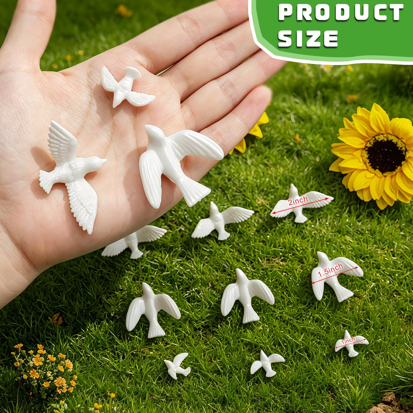 ZZYFGH 24 Piezas de Mini Paloma Blanca para Manualidades, Figuras de pájaros en Miniatura de 1.5 Pulgadas a Granel para decoración de Tartas de Boda